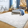 thumbnail image 2 of YJ.GWL Soft Fluffy Bedroom Rugs Shaggy Plush Area Rug for Living Room Home Decor Floor Carpet, 6'x9',White, 2 of 7