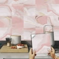 thumbnail image 3 of FUDAKUNA 10Sheet Waterproof Peel and Stick Tile Transfer Wall Sticker 5.91"x5.91" Pink Gold Vinyl Removable Tiles Backsplash, 3 of 8