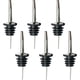 thumbnail image 1 of Vertedores de botellas clásicos de acero inoxidable con boquilla cónica y tapas antipolvo de goma (6 piezas) (plateado) Dispositivo para verter vino con sombrero negro pequeño, 1 of 5