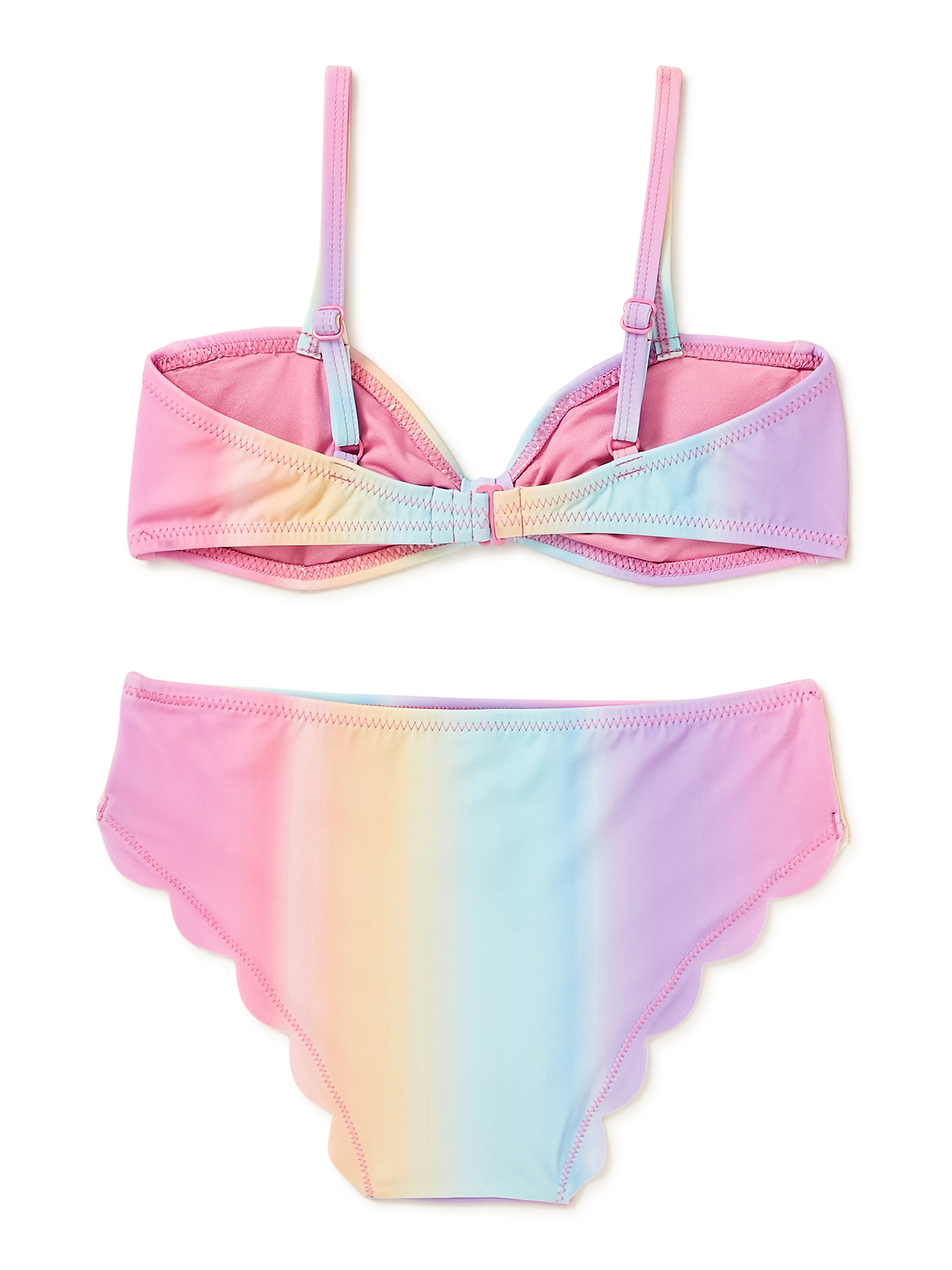 THEME by Ariella Girls Sunset Ombre Scalloped 2 Piece Bikini Swimsuit, Sizes 7-16 - image 5 of 5