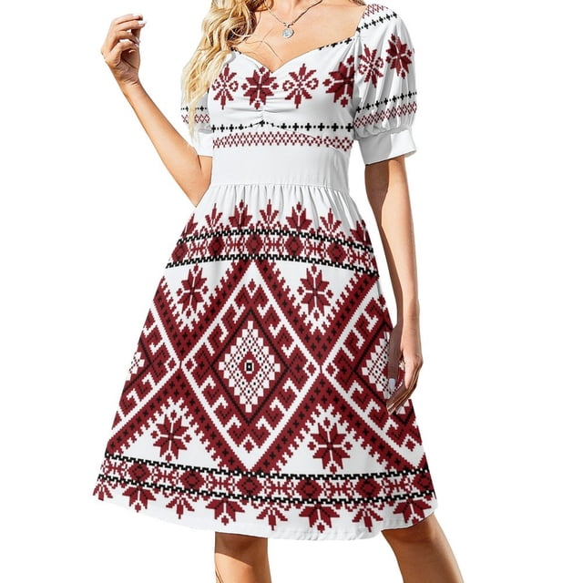 Vestido con motivo tradicional rumano, vestidos de moda para mujer, vestidos de verano para mujer