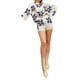 thumbnail image 2 of Conjunto de suéter de 2 piezas para mujer, Jersey de punto floral, Top y pantalones cortos de punto con cremallera, Trajes de traje XBTCLXEBCO T XL, Blanco, 2 of 6