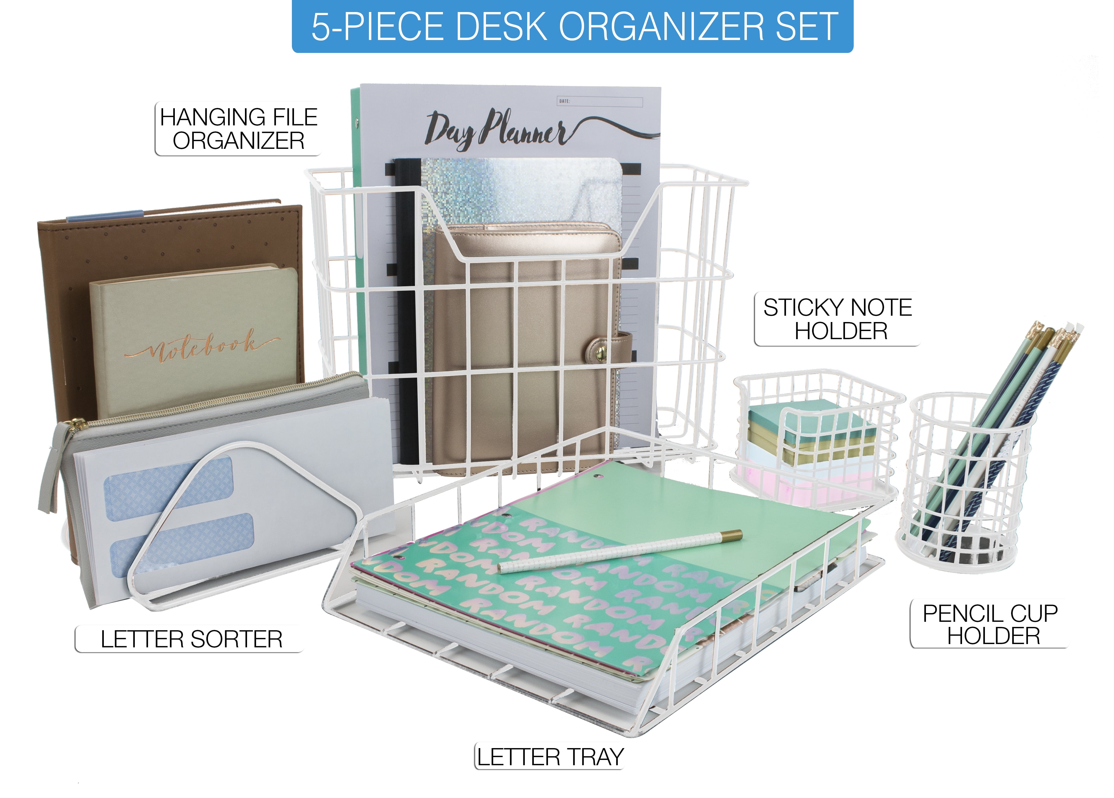 Sorbus Desk Organizer Set 5 Piece Desk Accessories Set Includes