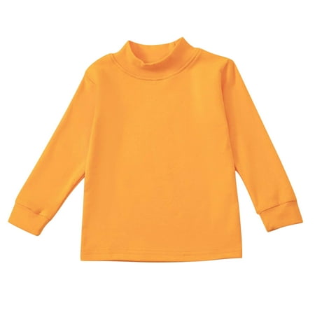 

MIASHUI Kids Tops Toddler Girls Solid Color Crew Neck Undershirt Long Sleeve Shirt Orange 2-3 Years