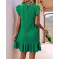 thumbnail image 6 of Summer Dresses for Women Round Neck Cap Sleeve Ruffle Hem Casual Smock Mini Dress Green XXL, 6 of 7