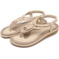 thumbnail image 1 of Correa de Tobillo de Las Mujeres Sandalias Planas Sandalias de Las Mujeres Peep Toe T-Correa Bohemia Verano Casual Cómoda Flip Flop Xishao ropa, 1 of 2