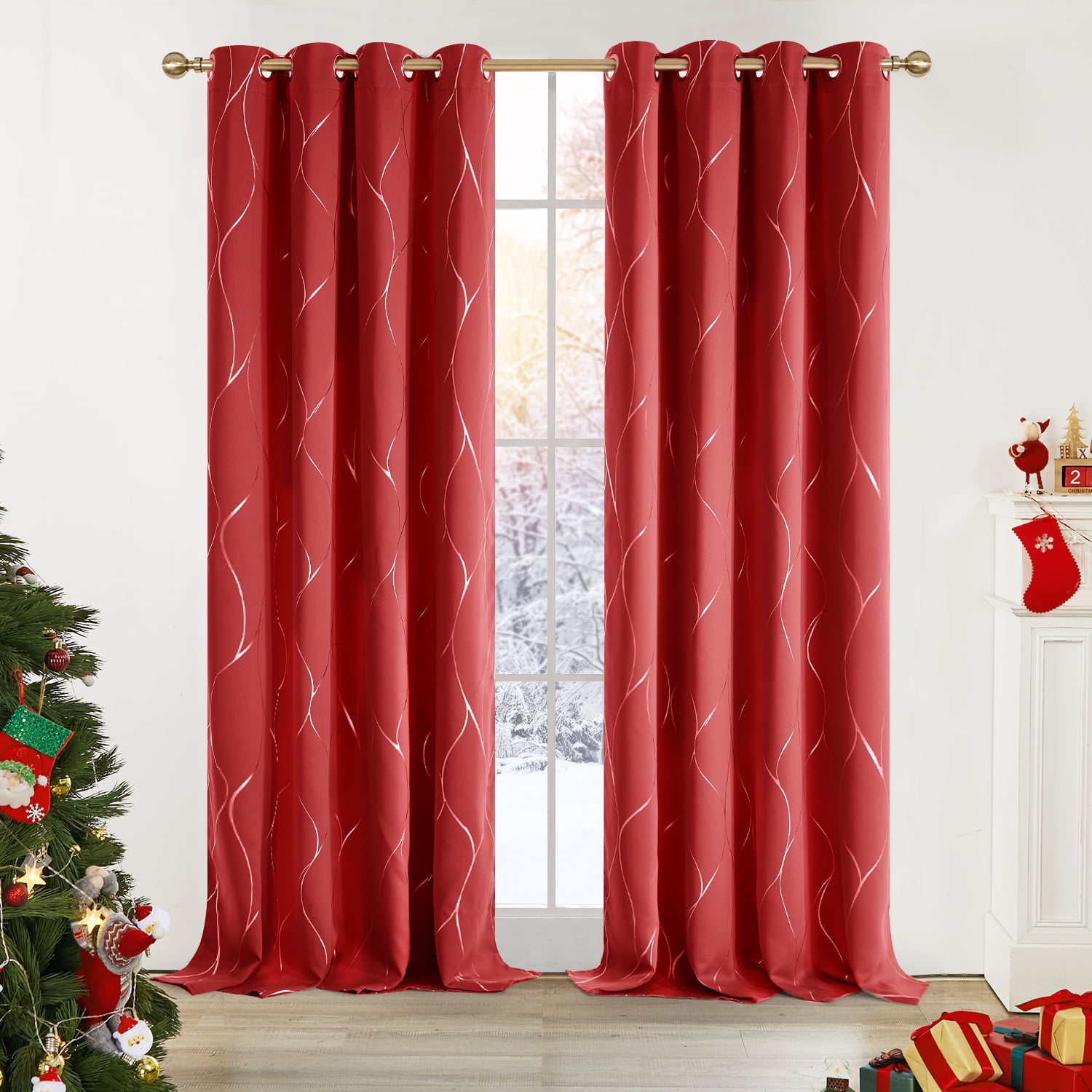 deconovo-new-year-red-blackout-curtains-window-panels-thermal-drapes