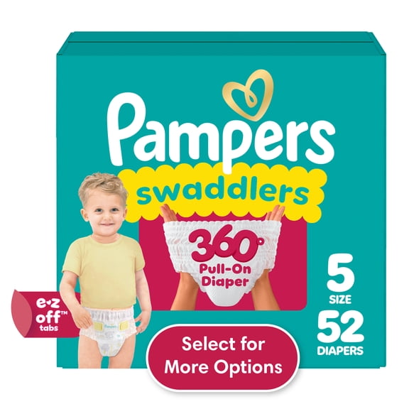 Pampers Swaddlers 360 Baby Diapers Size 5, 52 Count (Select for More Options)
