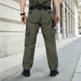 thumbnail image 4 of Multi Pocket Cargo Pants Mens Work Trousers Straight Leg Utility Pants Solid Color Casual Hiking Pants Long Pants for Men, 4 of 6