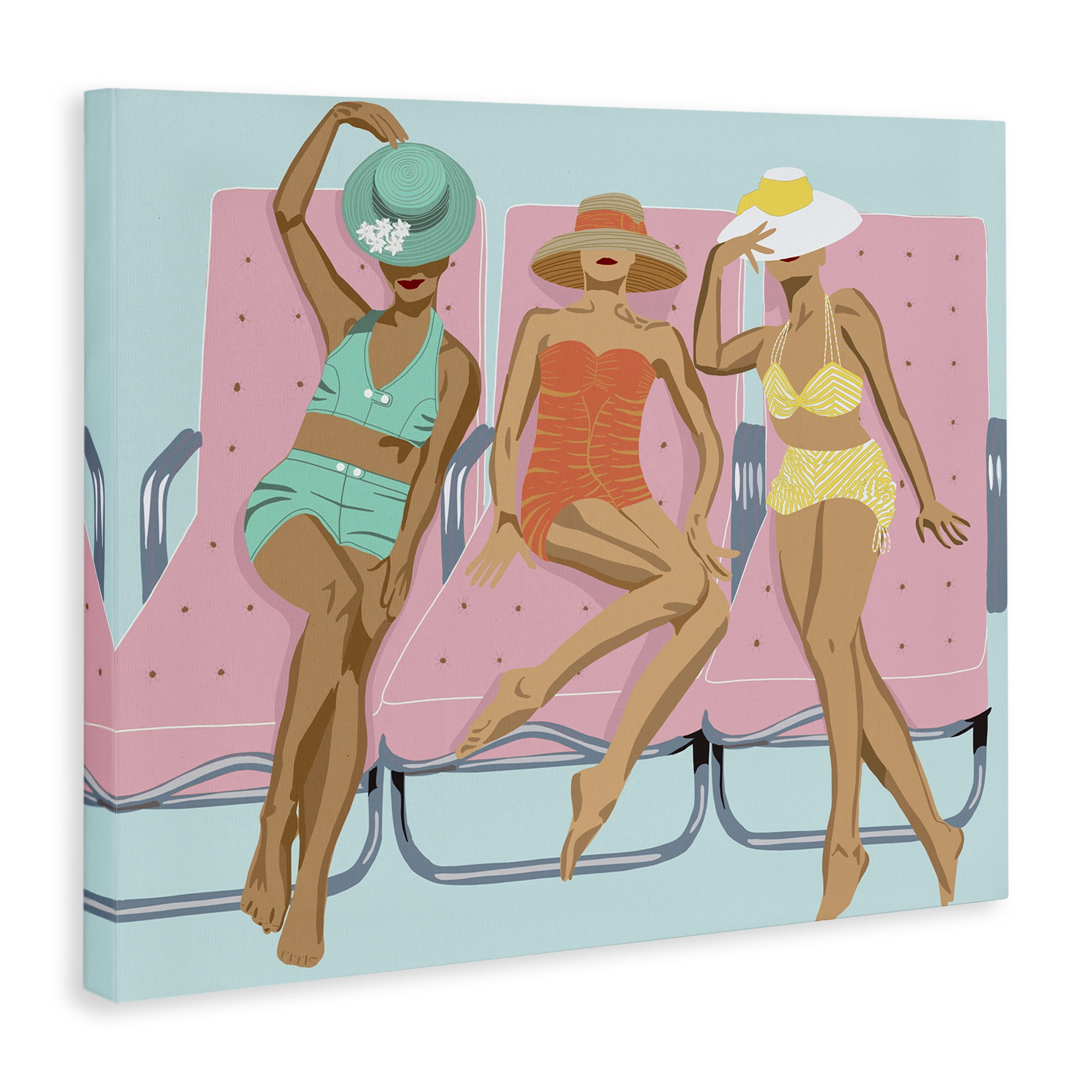 Stupell Industries Glam Beach Friends Novelty Painting Gallery Wrapped Canvas Art Print Wall Art, 48 x 36