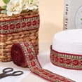 thumbnail image 3 of Cinta bordada roja de 10 yardas (1,77 pulgadas), con purpurina metálica y lentejuelas doradas, de poliéster, con bordado de jacquard, estilo bohemio, para apliques de tela tejida., 3 of 9