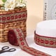 thumbnail image 3 of Cinta bordada roja de 10 yardas (1,77 pulgadas), con purpurina metálica y lentejuelas doradas, de poliéster, con bordado de jacquard, estilo bohemio, para apliques de tela tejida., 3 of 9