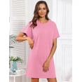 thumbnail image 4 of MINTREUS Women's Nightgown Short Sleeve Nightshirt Round Sleep Shirt Loose Loungewear Casual Sleepwear, 4 of 8