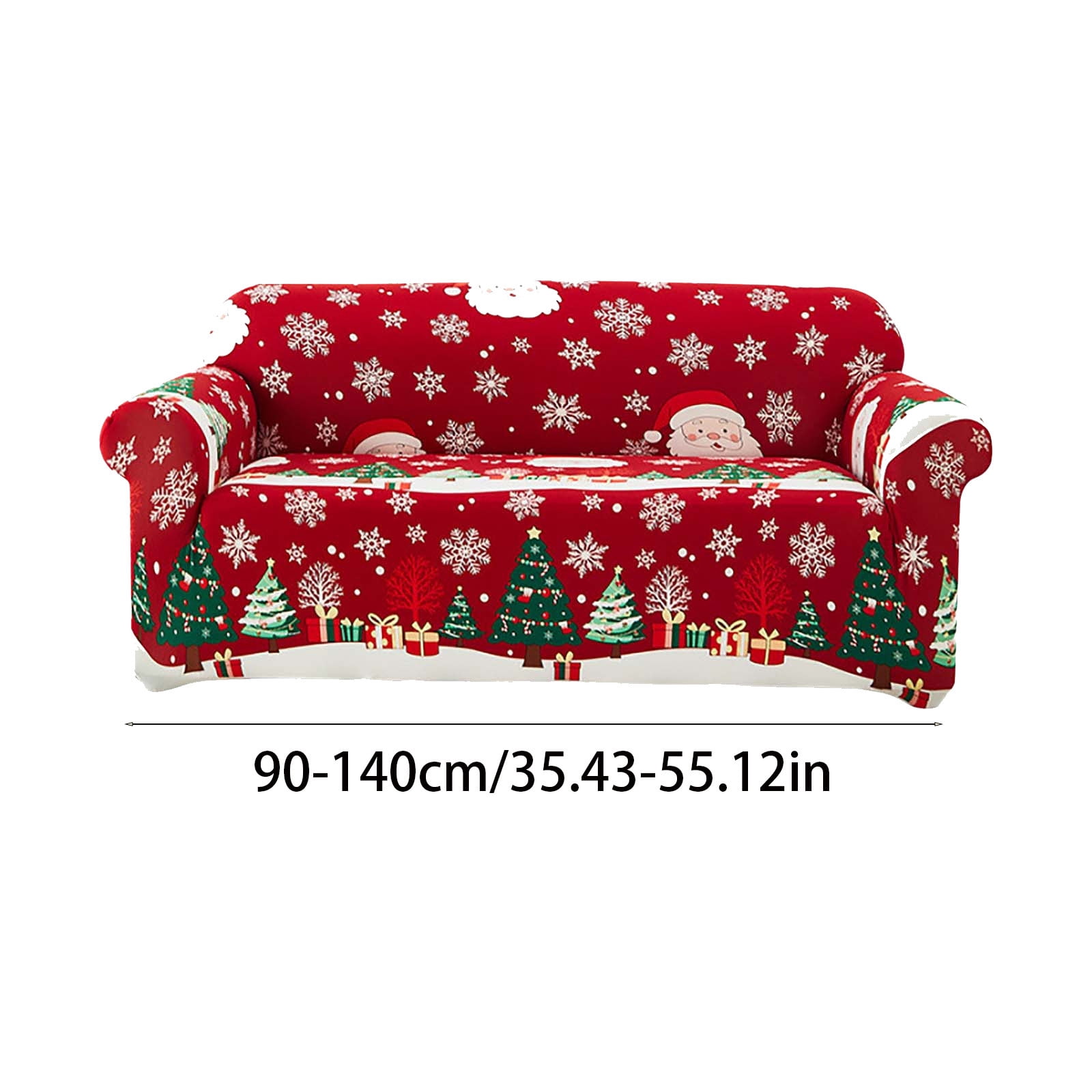 Loyerfyivos Christmas Sofa Cover Santa Claus Printed Sofa Couch Cover Washable Furniture Protector with Elastic Bottom Xmas Home Room Festival Decoration (3 Seater)