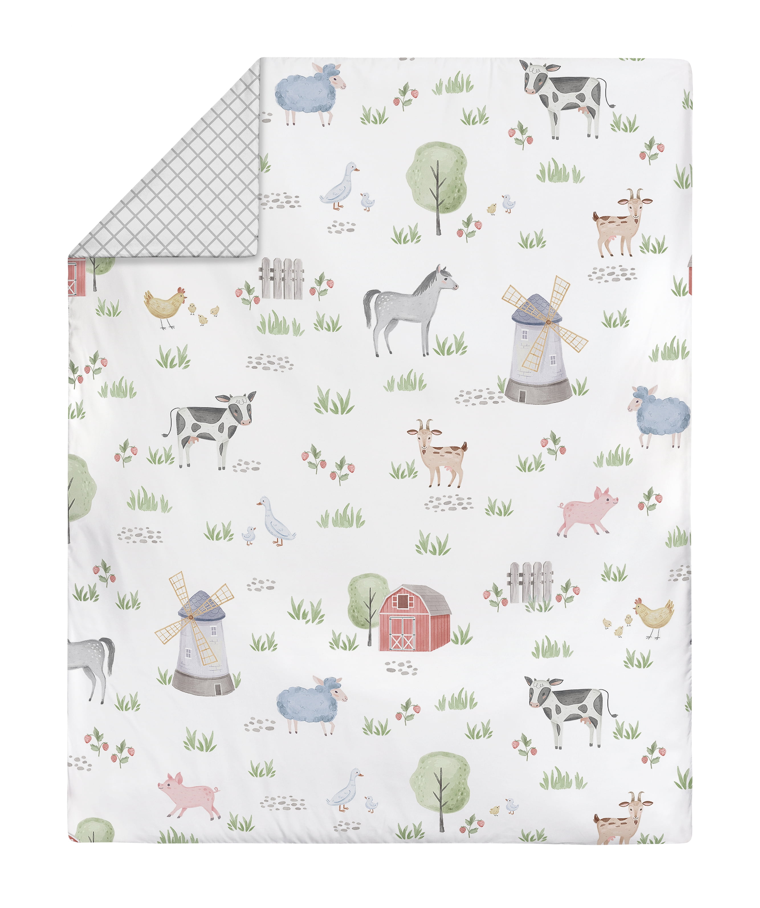 Sweet Jojo Designs Farm Animals Multicolor Toddler Bed Comforter 5 Piece Bedding Set