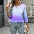 thumbnail image 3 of Hvyesh 3/4 Sleeve Tops for Women Henley Shirt Dressy Tie Dye Tunic T-Shirts Spring Summer Lightweight Going Out Top, 3 of 7