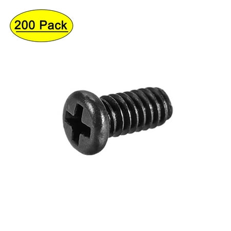 

Uxcell M2x5mm Black Phillips Screw Fastener 2.8mm Dia Round Head for 200 Pack