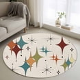 thumbnail image 2 of Round Area Rug 4ft Turquoise Red Orange Diamond Carpets Indoor Floor Area Mat Stain-Proof Mat Circle Rugs for Living Room Dining Room Bedroom, Modern Geometric Mid Century Linen Sofa Throw Carpet, 2 of 9