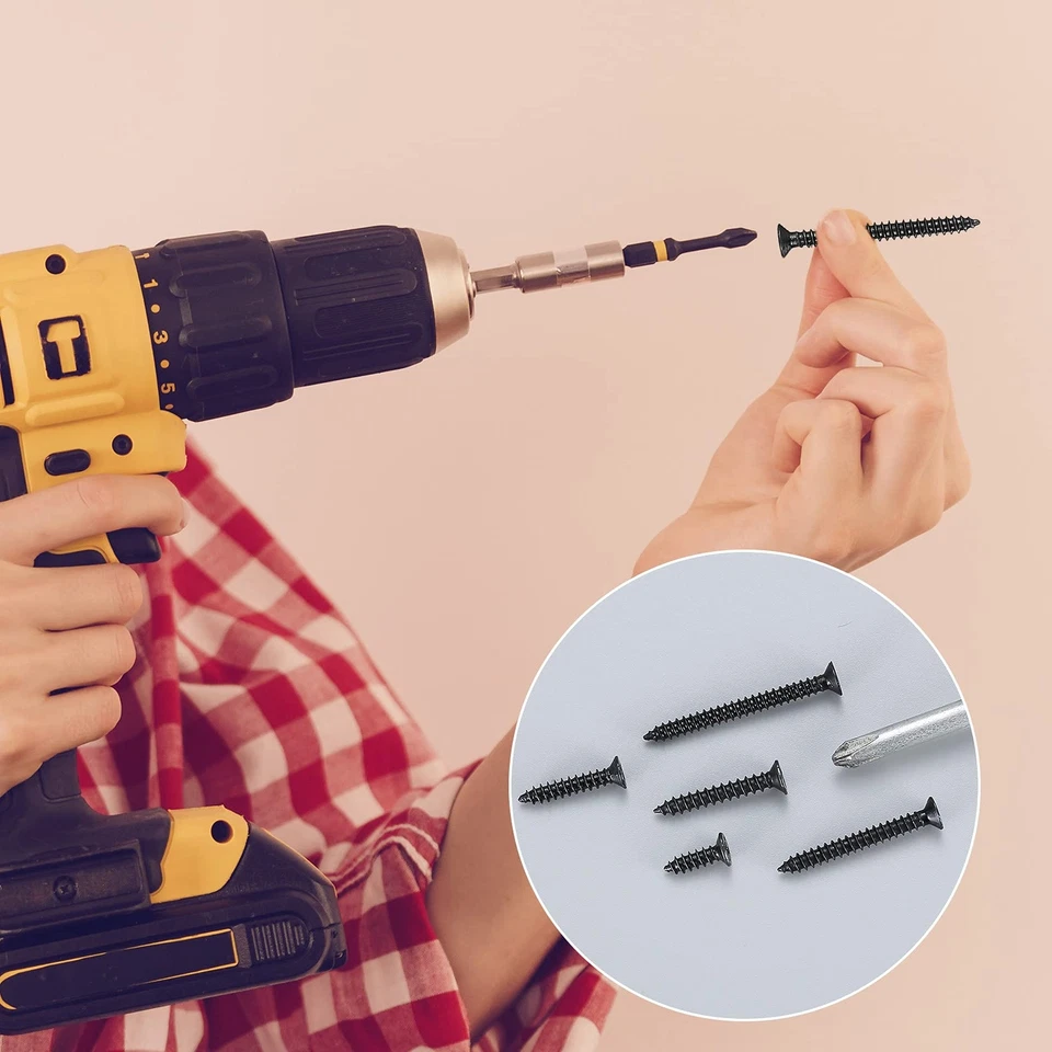 FLINT - 420 Pcs M3 Flat Head Wood Screws Assortment Kit Phillips Drive Countersunk He...
