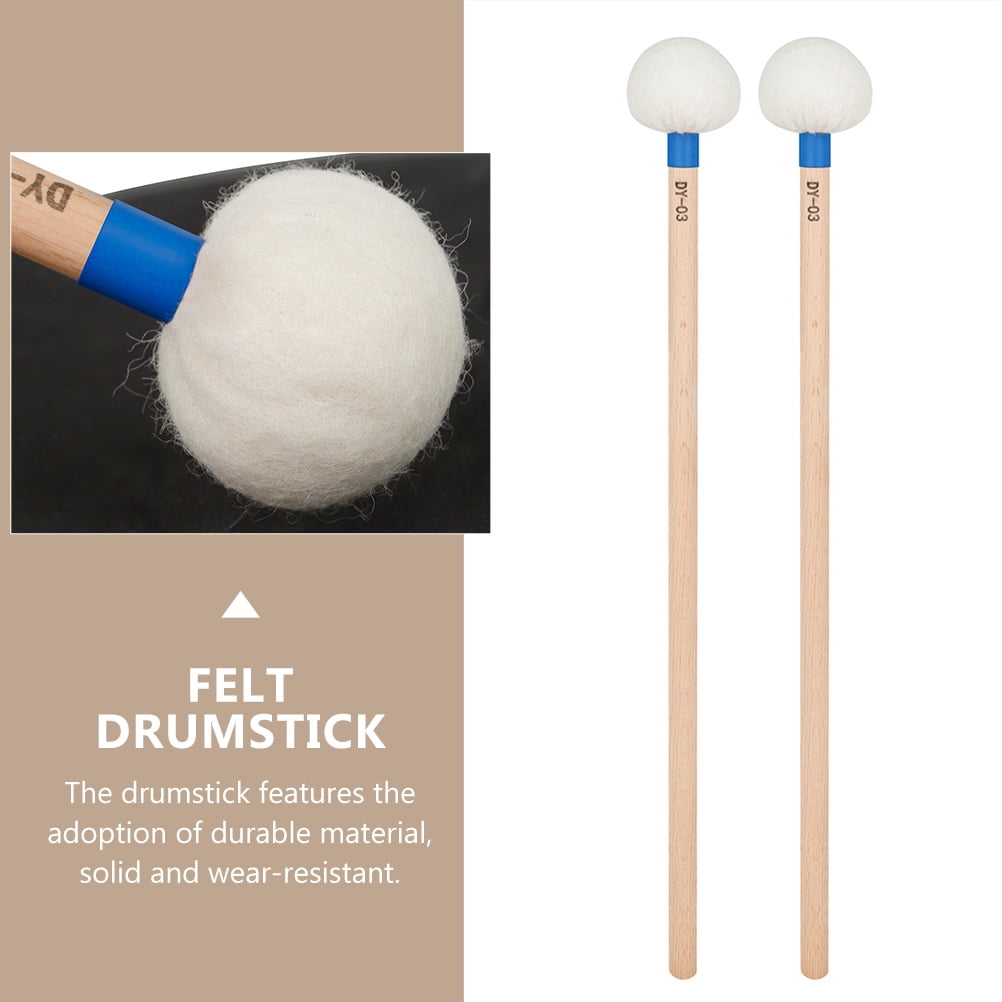 Worgeous 2pcs Drumsticks Felt Sticks Percussion Drumsticks Wooden Handle Drumsticks