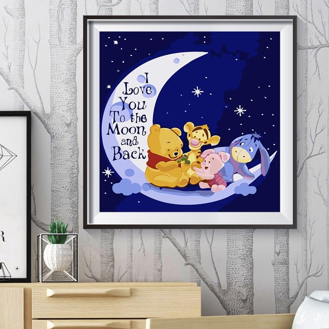 Cuadros Decorativos Kit de pintura de diamante 5D de taladro redondo completo de animales de diamantes de imitación de bricolaje en la luna Sywqhk Nuevos Originales