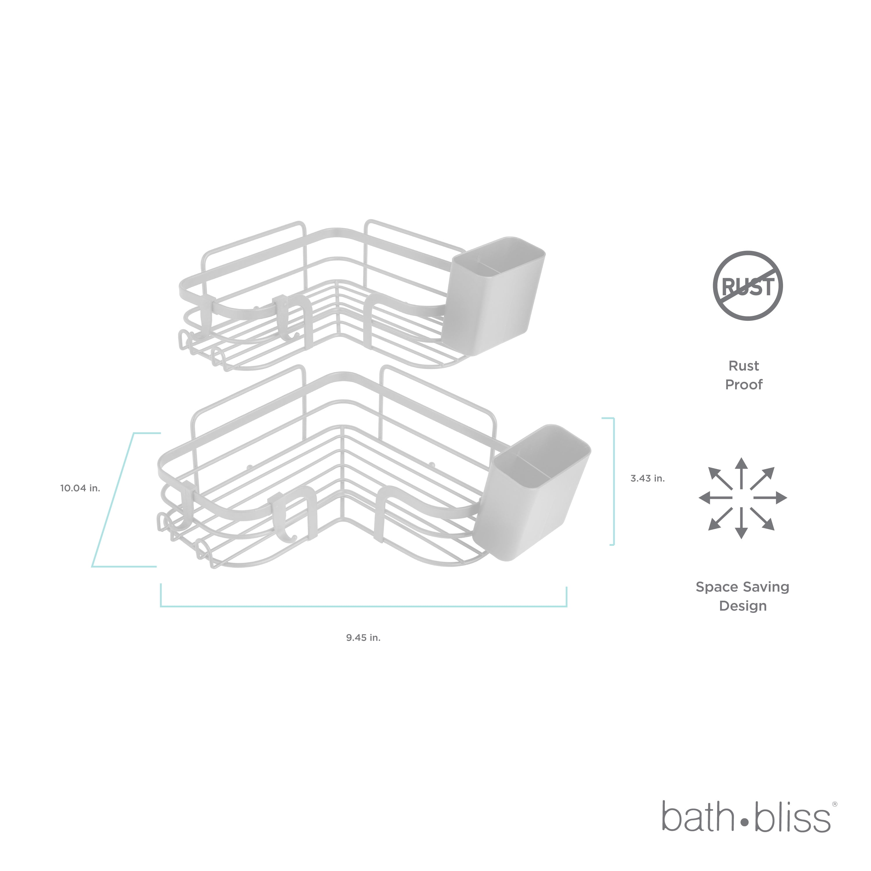 Bath Bliss 4 Piece Adhesive Corner Shelf Caddy Set in White