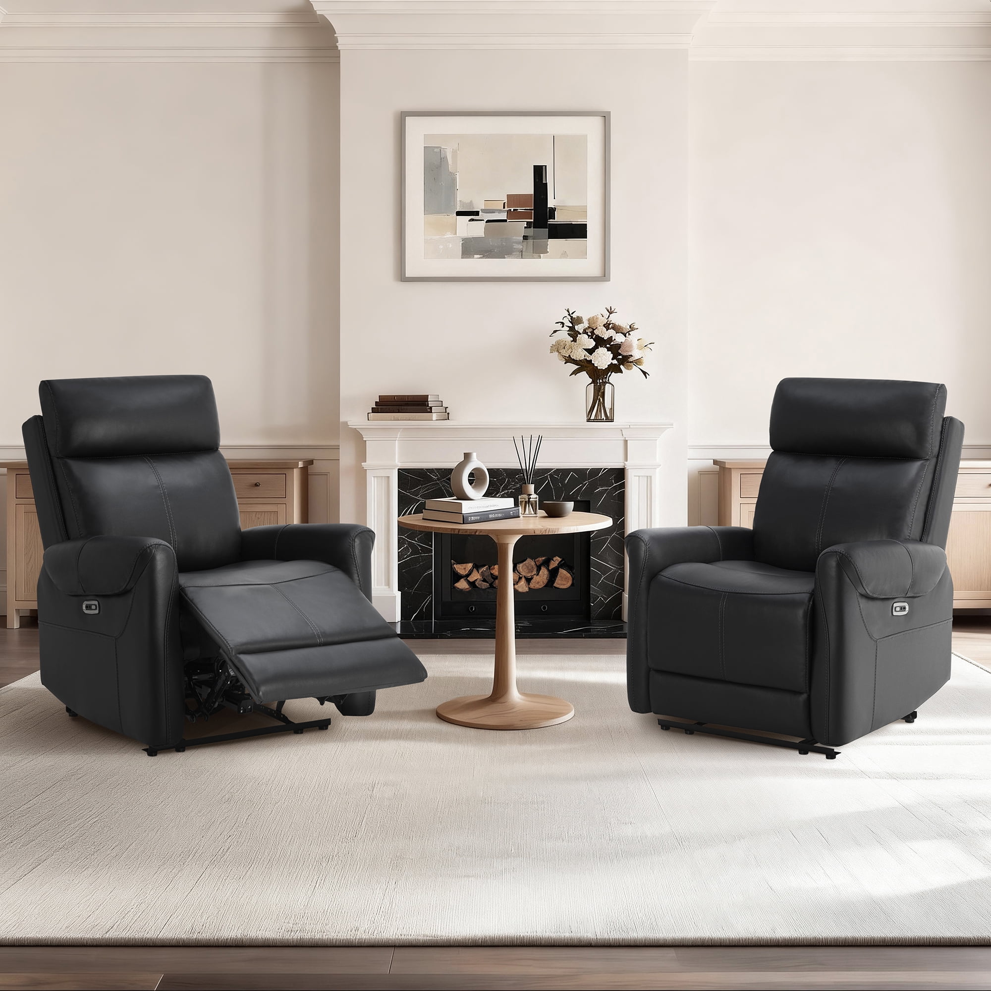 Spruce & Spring Wall Hugger Power Recliner with Three Positions, Black