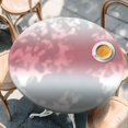 thumbnail image 4 of Ombre Grey Pink Round Tablecloth 55-60 Inch Round Fitted Table Cloth with Elastic Edge, Modern Abstract Art Gradient Waterproof Table Cover Protector for Outdoor Picnic Party Dining, 4 of 9