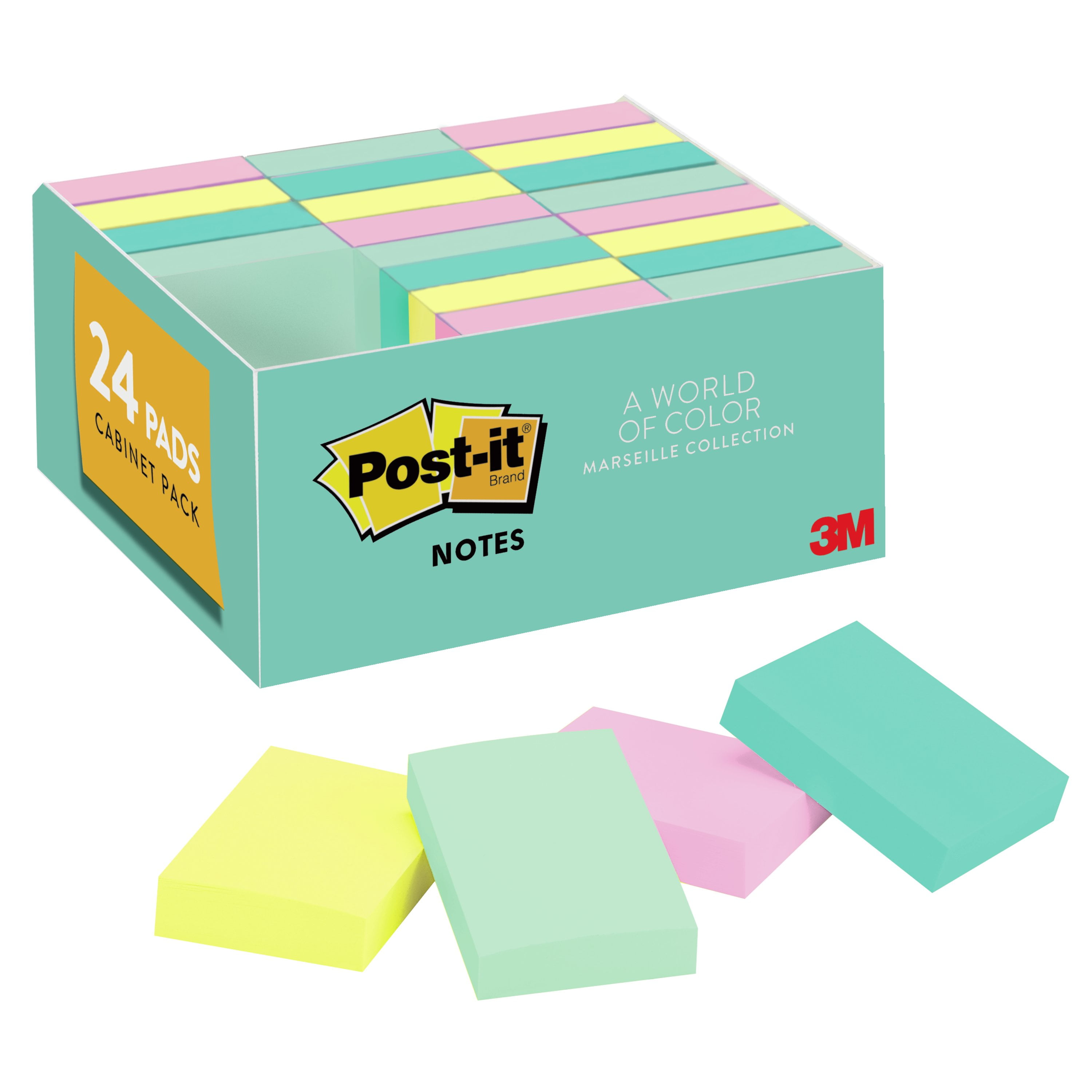 Post-It STICKY NOTES 3" x 3" Secure Stick Clean Remove 4 Paper Pads 200 Sheets!!
