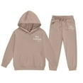 thumbnail image 4 of LEKWK Unisex Kids 2-Piece Sweatsuit Letter Print Fleece Lined Hoodie and Jogger Pant Set for Big Kid Warm Winter Tracksuit for Daily Outdoor Sports Play, 4 of 4
