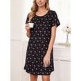 thumbnail image 3 of DAKIMOE 3 pack Nightgowns for Women Soft Cotton Short Sleeve Night Shirts Womens Print Sleep Shirts Loose Comfy Pajamas Sleepwear, 3 of 6