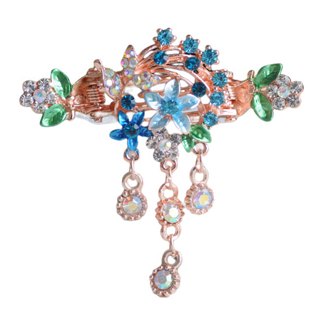 

JUSTUP Painted Bouquet Metal Hair Claw Jewelry Pendant Sequins on Double Spring Gold Metal Clip for Durability