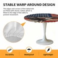 thumbnail image 2 of Elastic Fitted Round Tablecloth, American Flag Waterproof Stretch Table Cover for 36"-44" Tables, Eagle Blue Red USA Flag Retro Washable Outdoor Tablecloths for Patio, Picnic, Camping, 2 of 9