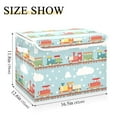 thumbnail image 5 of Yayeee Collapsible Cube Storage Bin with Lid Fabric Closet Decorative Basket with Handles, Red Trains Pattern, 5 of 7