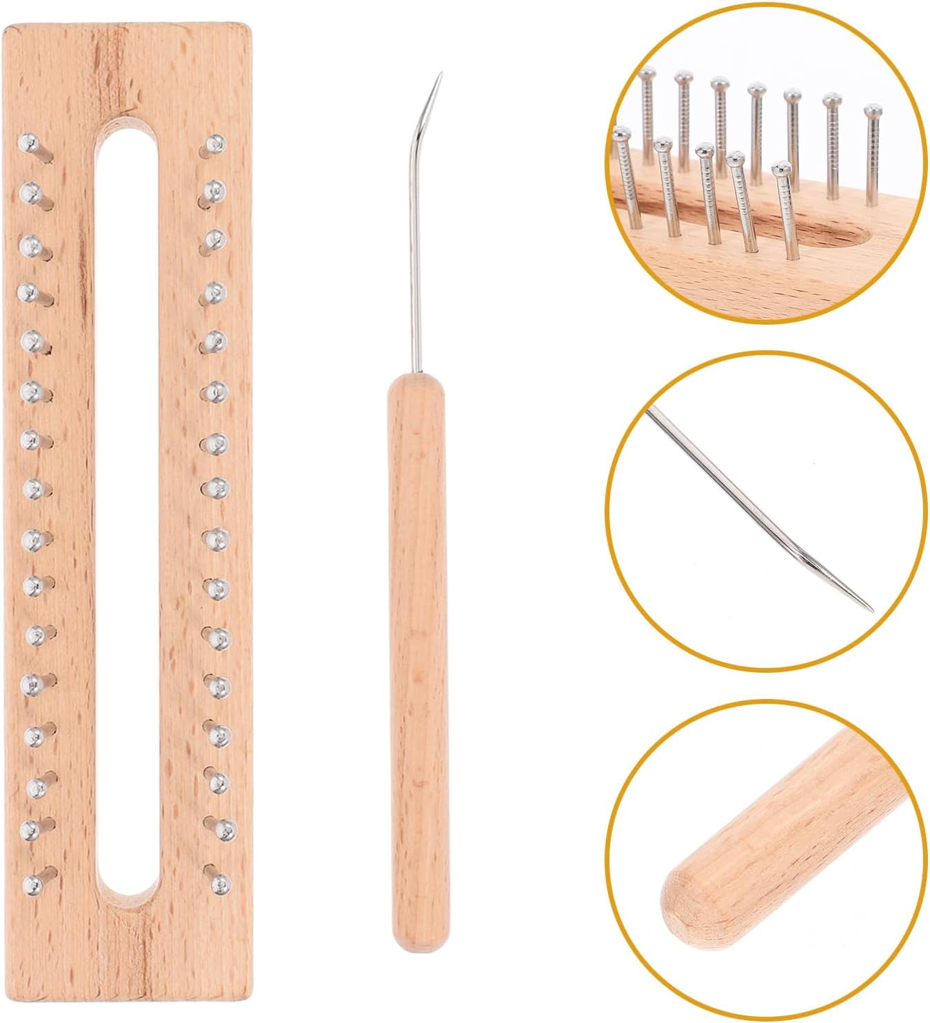 ABCISI Solid Wood Braider Knitting Loom Kit with Crochet Hook, Wooden Handmade Block Gauge Knitting Loom Set for Beginners and Crafting Projects, Craft Kit Tool for DIY Hat Scarf Socks Sweater