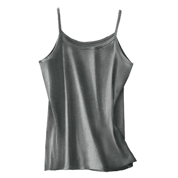 Public Camisole Tops for Women Trendy Spaghetti Strap Sleeveless Tank Tops Causal Crew Neck Caimi Shirts Undershirts Dark Gray XL