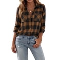 thumbnail image 2 of Classic Plaid Flannel Shirt Women Long Sleeve Button Blouses Fall Jackets Loose Casual Shirts Lightweight Breathable Fashion Fall Jackets, 2 of 9