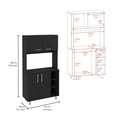 thumbnail image 3 of Living Room Cabinets 95 Pantry Kit, Four Legs, Double Door Cabinet, Three Shelves -Black,Primary Living Space Cabinets, 3 of 7