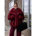 thumbnail image 4 of Womens Faux Fur Coat Faux Fur Jacket Long Sleeve Lapel Furry Winter Jackets Parka Short Coat Wine Red S, 4 of 8