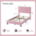 thumbnail image 2 of Tamaño individual forrado marco de cama: heavy-duty platform con forrado cabecero, strong wood slats, no box spring, noise free, fácil montaje - rosa, 2 of 6