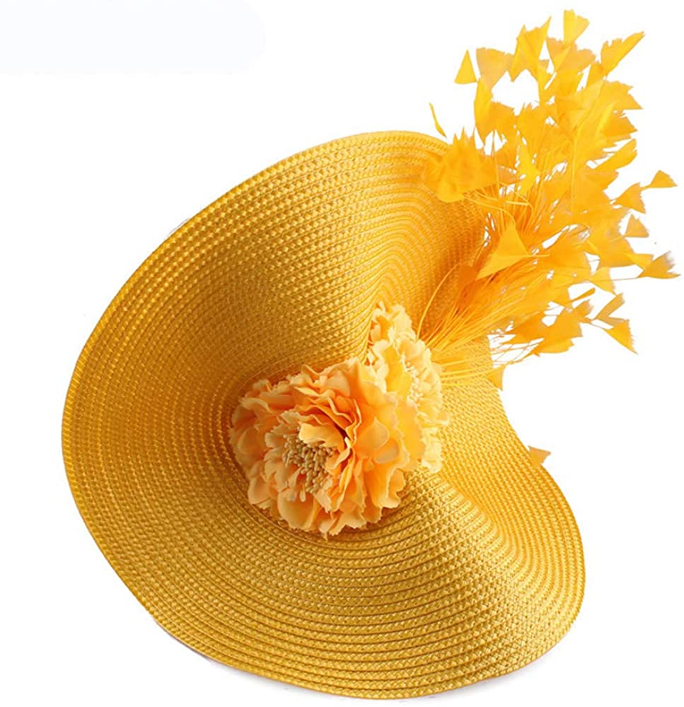 Big Fascinator Hats Women Derby Feather 