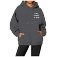 thumbnail image 3 of Fiaer Women Hoodies Long Sleeve I Am a Child of God Sweatshirt Crew Neck Drawstring Novelty Graphic Fall Tops with Pocket Grey XL, 3 of 5