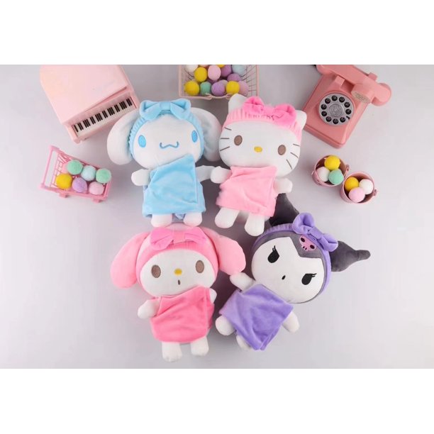 QY venta al por mayor Sanrio dibujos animados Kawali Kuromi Kitty cat My Melody Cinnamoroll juguetes de peluche muñecos de peluche suaves para niños regalos de cumpleaños