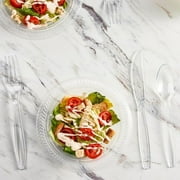 PLASTICPRO Disposable Plastic Forks Heavyweight Utensils Silverware, Clear, Pack of 100