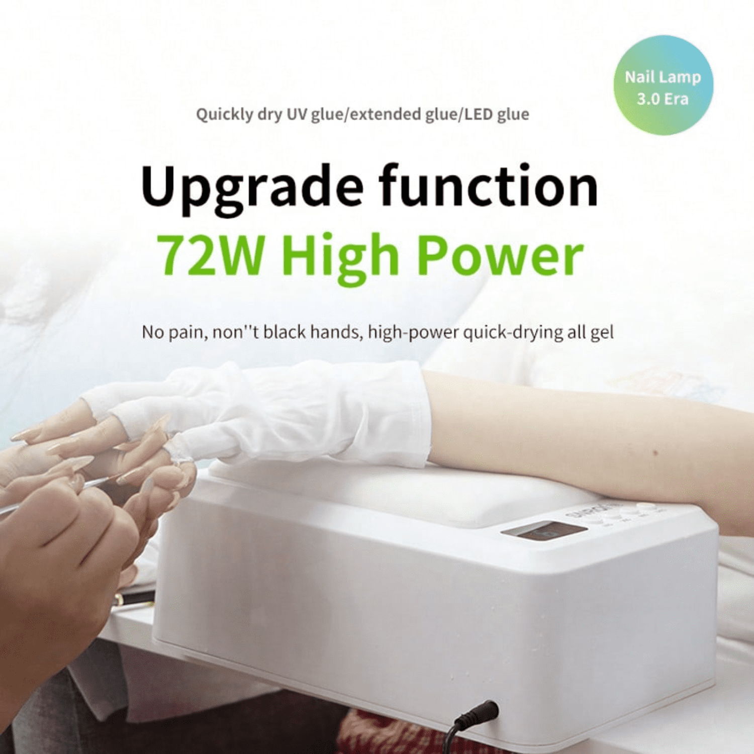 72W Professional Nail Lamp with 60 LED Beads - Dual-Spectrum UV/LED Fast Curing for Gel Polish - Infrared Sensor Hands-Free Operation - 4 Timer Settings for Salon Home Use