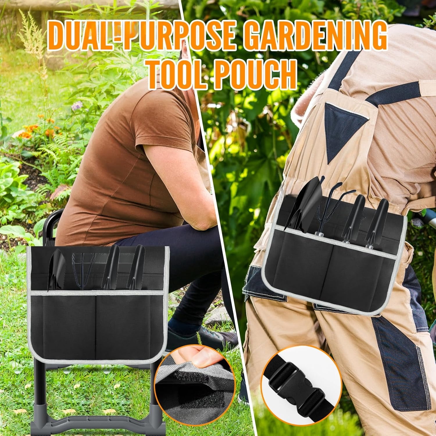 Garden Kneeler and Seat, Wider and Thicker Kneeling Pad Heavy Duty Gardening Stool with Gardening Tool Pouch and Bag, Garden Bench/Chair Gifts for Women, Seniors