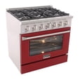 thumbnail image 5 of Pemberly Row 36" 5.2 cu. ft Dual Fuel Range Propane Gas Sealed Burners in Red, 5 of 13