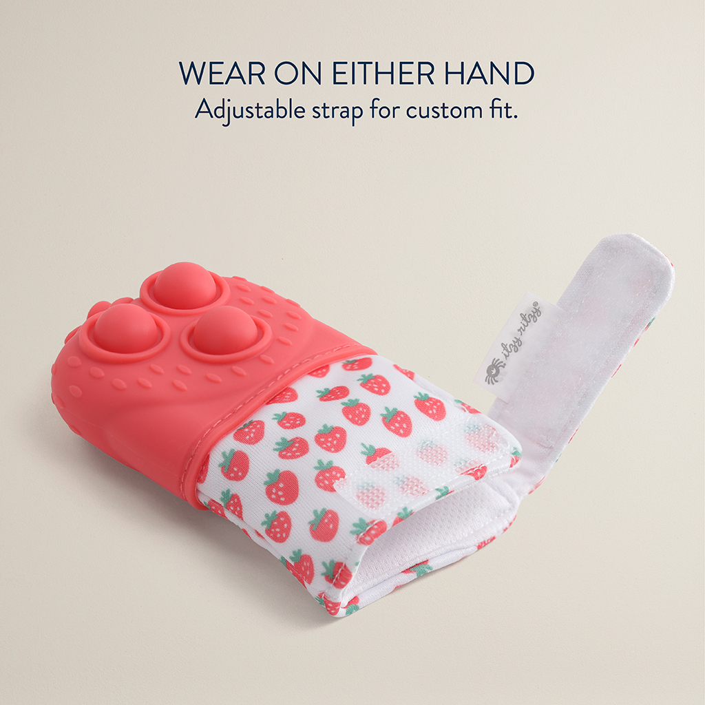 Itzy Mitt Pop™ Strawberry Teether