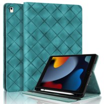 ELEHOLD Case for iPad 6th Generation, PU Leather Case with Pencil Holder,Shockproof Soft TPU Folio Stand Cover,Green
