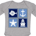 thumbnail image 4 of Inktastic Maritime Ship Fish Anchor Starfish Stamp Boys or Girls Long Sleeve Baby Bodysuit, 4 of 5